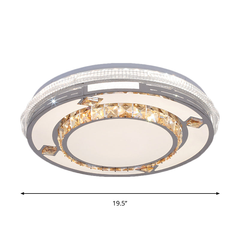 Faceted Crystals White Ceiling Lighting Round LED Contemporary Flushmount with Loving Heart/Floral/Circle Pattern Clearhalo 'Ceiling Lights' 'Close To Ceiling Lights' 'Close to ceiling' 'Flush mount' Lighting' 1418437