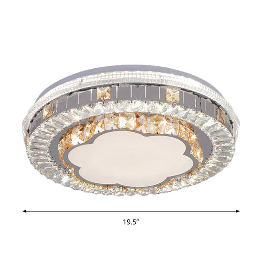 Trellis/Flower Cut Crystal Blocks Flush Mount Modern Sleeping Room LED Ceiling Light Fixture in White Clearhalo 'Ceiling Lights' 'Close To Ceiling Lights' 'Close to ceiling' 'Flush mount' Lighting' 1418441