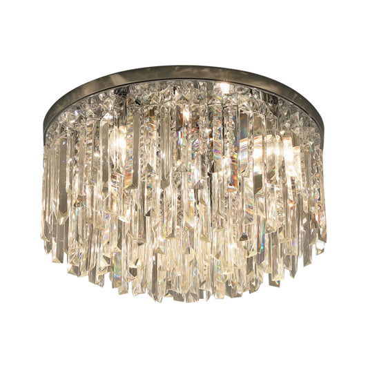 Chrome/Gold Tapered Flush Lighting Contemporary Crystal Draping 6 Heads Bedroom Ceiling Mounted Light Clearhalo 'Ceiling Lights' 'Close To Ceiling Lights' 'Close to ceiling' 'Flush mount' Lighting' 1418470