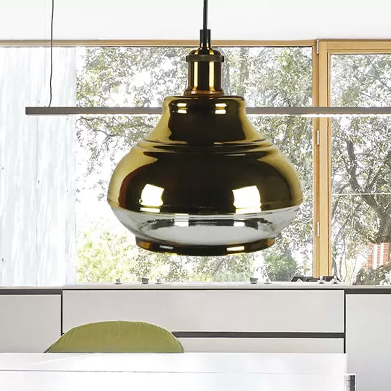 Oval Dining Room Hanging Light Kit Industrial Clear Glass 1 Light Brass Pendant Lighting Clearhalo 'Ceiling Lights' 'Pendant Lights' 'Pendants' Lighting' 1418512