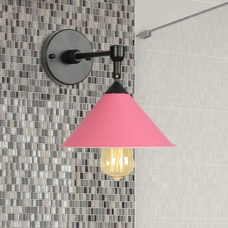 Black/Gray Conical Sconce Light Industrial Stylish Metallic 1 Head Bathroom Wall Sconce Lamp Clearhalo 'Cast Iron' 'Glass' 'Industrial' 'Modern wall lights' 'Modern' 'Tiffany' 'Traditional wall lights' 'Wall Lamps & Sconces' 'Wall Lights' Lighting' 1418617