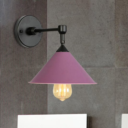 Black/Gray Conical Sconce Light Industrial Stylish Metallic 1 Head Bathroom Wall Sconce Lamp Clearhalo 'Cast Iron' 'Glass' 'Industrial' 'Modern wall lights' 'Modern' 'Tiffany' 'Traditional wall lights' 'Wall Lamps & Sconces' 'Wall Lights' Lighting' 1418618