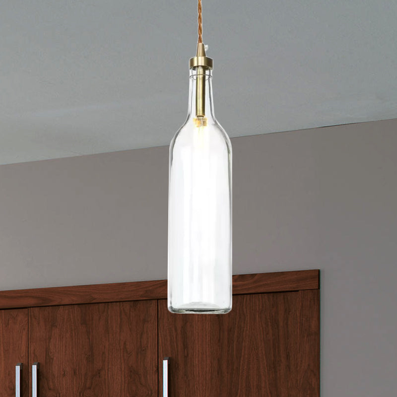 Industrial Wine Bottle Hanging Lamp 1 Light Glass Ceiling Pendant Light with Adjustable Cord in Smoke Grey/Green Clearhalo 'Ceiling Lights' 'Glass shade' 'Glass' 'Industrial Pendants' 'Industrial' 'Middle Century Pendants' 'Pendant Lights' 'Pendants' 'Tiffany' Lighting' 1418655