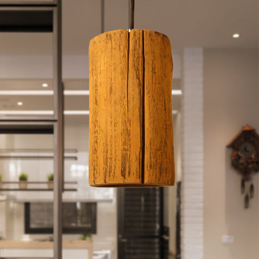 Cement Tube-Shaped Ceiling Fixture One-light Retro Suspended Pendant in Yellow Color for Coffee Shop Clearhalo 'Ceiling Lights' 'Pendant Lights' 'Pendants' Lighting' 1418677