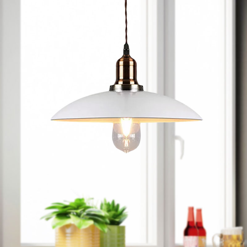 Loft Stylish Cone/Saucer/Dome Shade Ceiling Pendant 1 Light Metal Hanging Pendant in White for Restaurant Clearhalo 'Ceiling Lights' 'Modern Pendants' 'Modern' 'Pendant Lights' 'Pendants' Lighting' 1418682