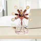 6/9-Head Table Lighting Retro Style Bare Bulb Metal Table Lamp with Diamond Base in Copper for Bedroom Clearhalo 'Lamps' 'Table Lamps' Lighting' 1418697