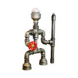 Wrought Iron Robot Table Lamp Industrial Style 1 Bulb Restaurant Table Lighting with Pipe Design in Silver Clearhalo 'Lamps' 'Table Lamps' Lighting' 1418710