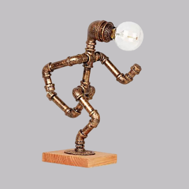 1 Light Table Lighting with Robot Athlete Design Metal Steampunk Style Bedroom Table Lamp in Bronze Clearhalo 'Lamps' 'Table Lamps' Lighting' 1418725