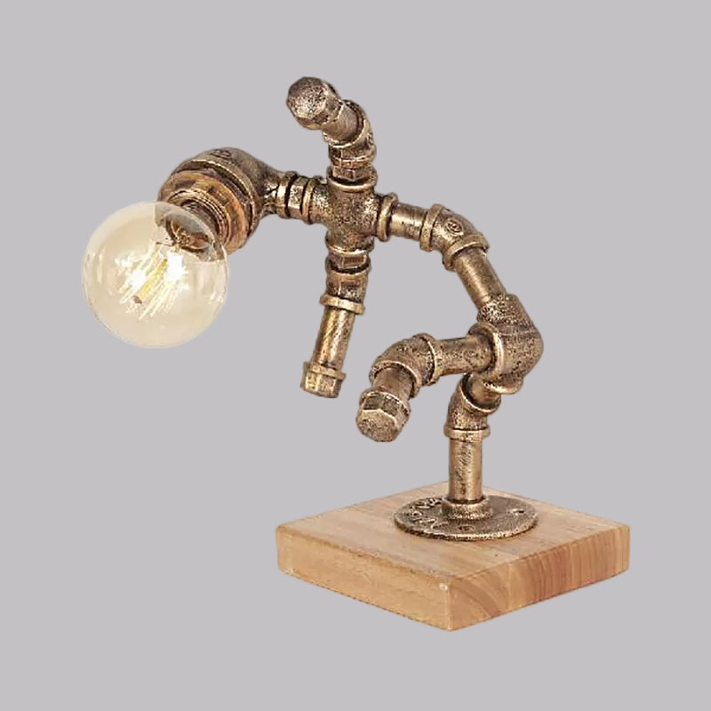 1 Light Table Lighting with Robot Athlete Design Metal Steampunk Style Bedroom Table Lamp in Bronze Clearhalo 'Lamps' 'Table Lamps' Lighting' 1418727