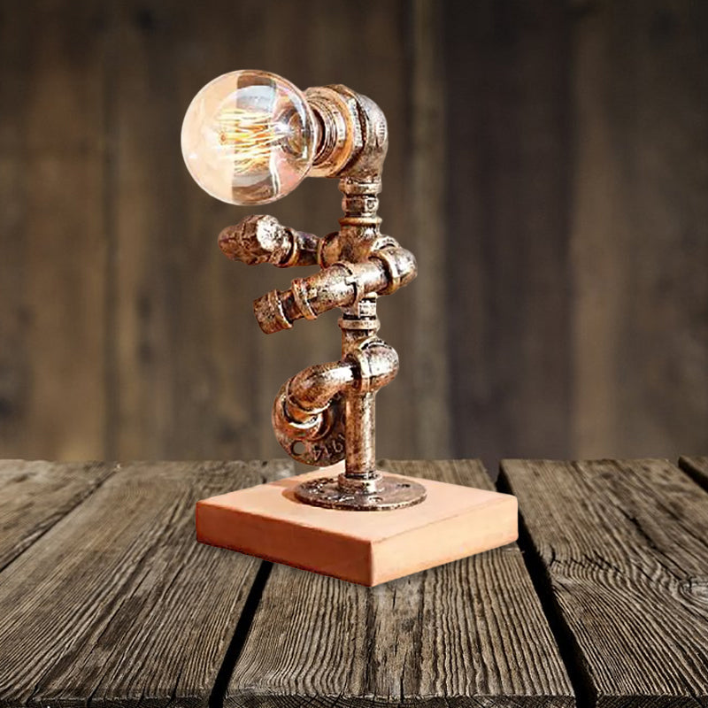 1 Light Table Lighting with Robot Athlete Design Metal Steampunk Style Bedroom Table Lamp in Bronze Clearhalo 'Lamps' 'Table Lamps' Lighting' 1418728