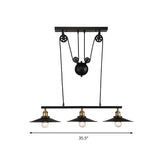 2/3 Bulbs Metal Island Pendant Light Industrial Style Black Finish Flared Shade Indoor Hanging Light Lamp Clearhalo 'Ceiling Lights' 'Island Lights' Lighting' 141873