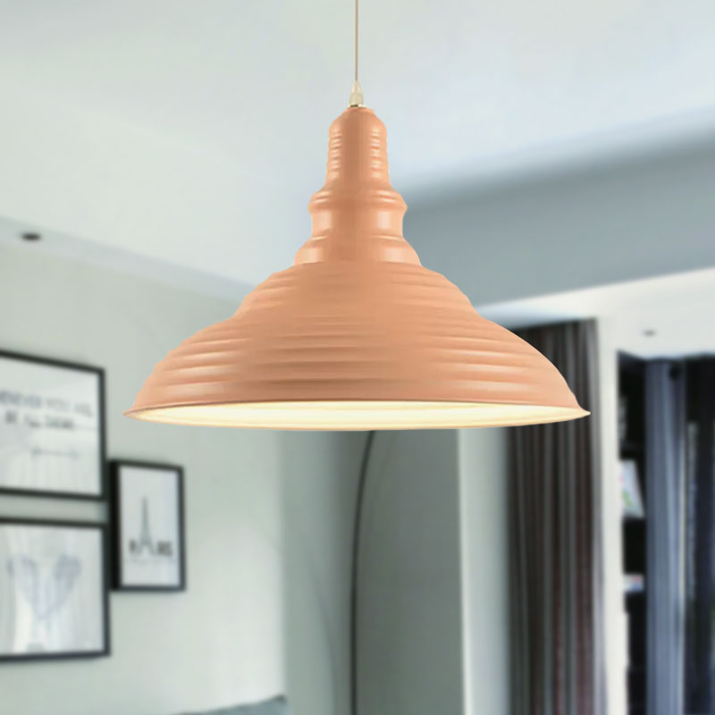 Metal Pink/Blue Pendant Lamp Ribbed Double Bubble 1 Light Industrial Style Suspension Light for Bedroom Clearhalo 'Ceiling Lights' 'Modern Pendants' 'Modern' 'Pendant Lights' 'Pendants' Lighting' 1418751