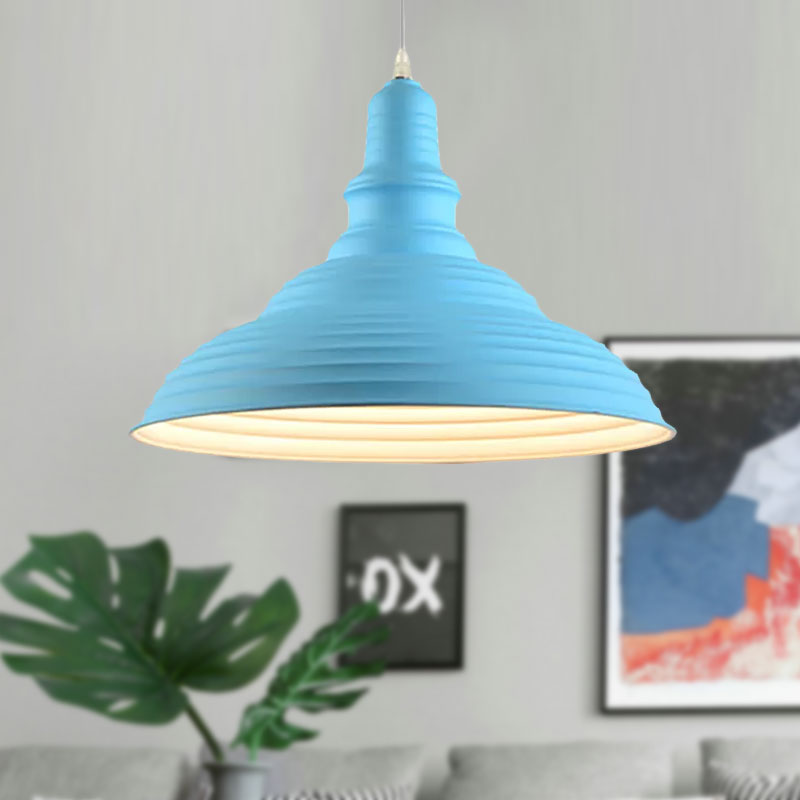 Metal Pink/Blue Pendant Lamp Ribbed Double Bubble 1 Light Industrial Style Suspension Light for Bedroom Clearhalo 'Ceiling Lights' 'Modern Pendants' 'Modern' 'Pendant Lights' 'Pendants' Lighting' 1418752