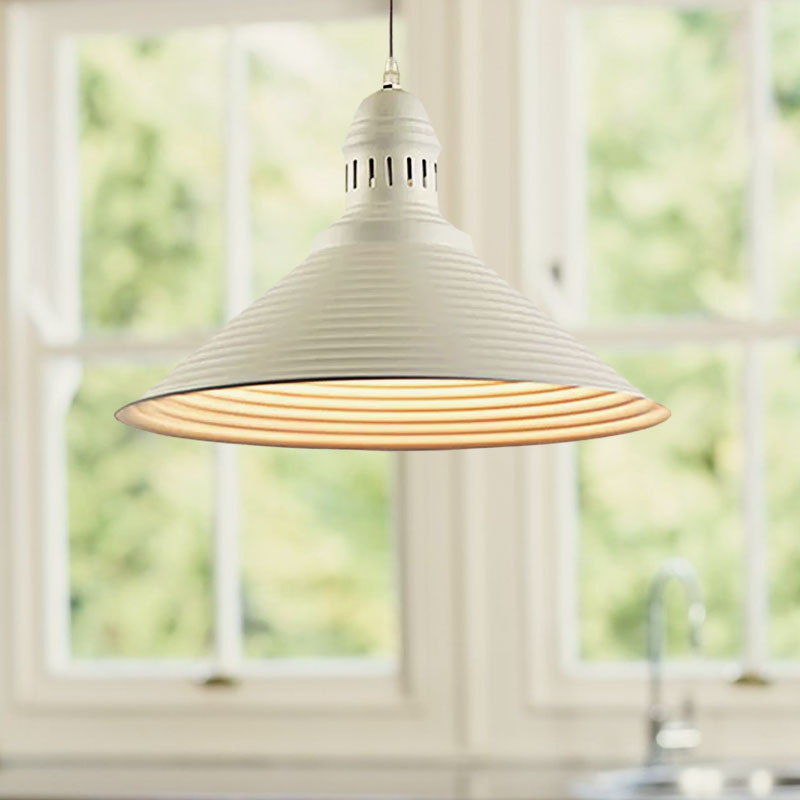 Ribbed Conical/Double Bubble Kitchen Pendant Light Modern Metal 1 Light Red/Yellow/White Hanging Light Fixture with Vented Socket Clearhalo 'Ceiling Lights' 'Modern Pendants' 'Modern' 'Pendant Lights' 'Pendants' Lighting' 1418758