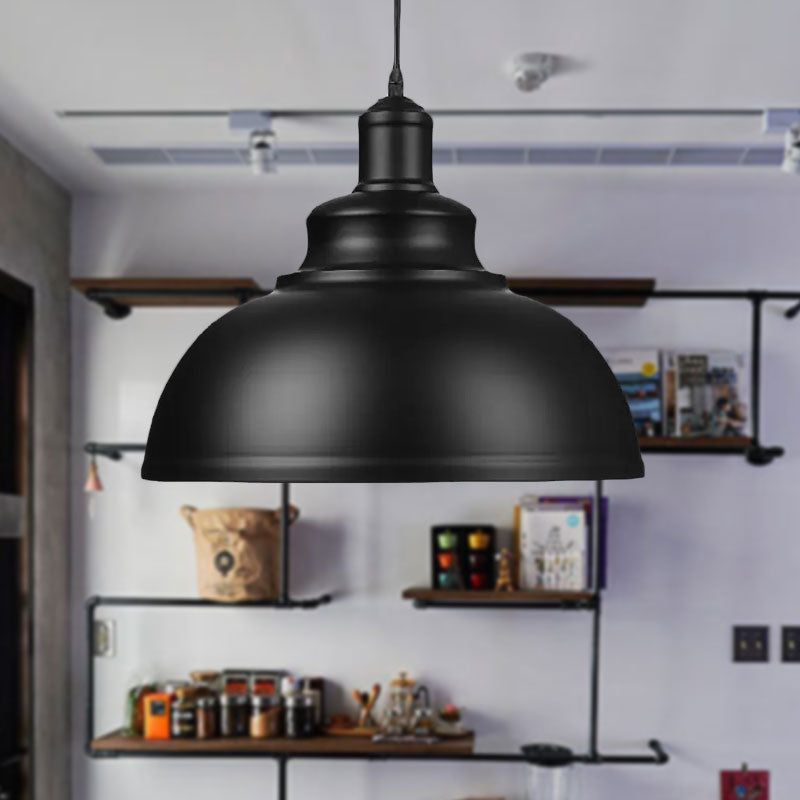 1 Bulb Metal Ceiling Pendant Retro Industrial Black Finish Bowl Shade Living Room Suspension Light Clearhalo 'Art Deco Pendants' 'Black' 'Cast Iron' 'Ceiling Lights' 'Ceramic' 'Crystal' 'Industrial Pendants' 'Industrial' 'Metal' 'Middle Century Pendants' 'Pendant Lights' 'Pendants' 'Rustic Pendants' 'Tiffany' Lighting' 1418762