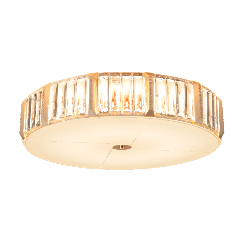 6/8 Bulbs Light Fixture Ceiling Contemporary Drum Clear Rectangular-Cut Crystals Flush Mount Lamp, 19.5"/23.5" W Clearhalo 'Ceiling Lights' 'Close To Ceiling Lights' 'Close to ceiling' 'Flush mount' Lighting' 1418794