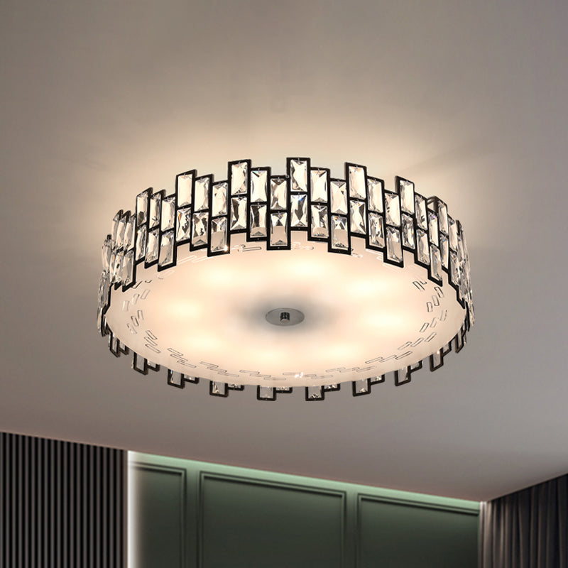 Contemporary Drum Lighting Fixture 6/8 Heads Clear Embedded Crystals Flush Mount Light, 19.5"/23.5" Width Clearhalo 'Ceiling Lights' 'Close To Ceiling Lights' 'Close to ceiling' 'Flush mount' Lighting' 1418806