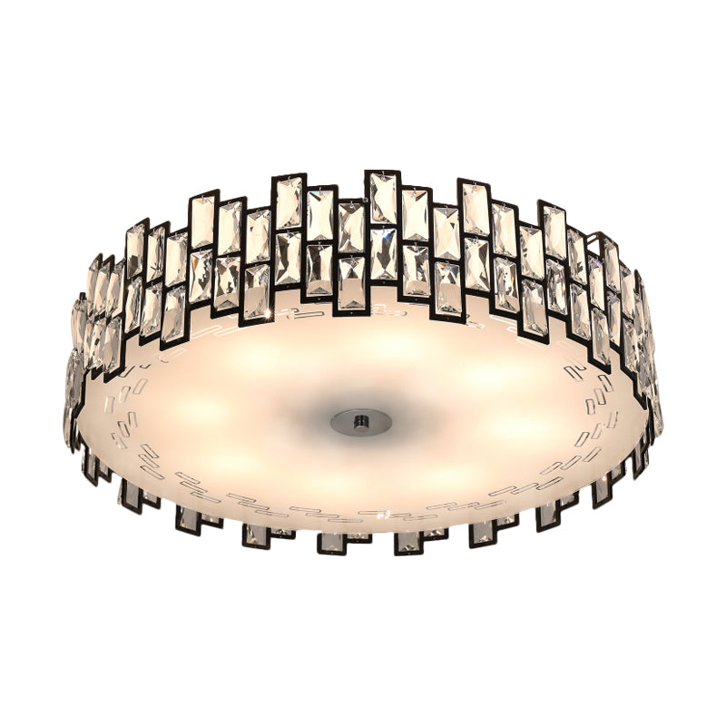 Contemporary Drum Lighting Fixture 6/8 Heads Clear Embedded Crystals Flush Mount Light, 19.5"/23.5" Width Clearhalo 'Ceiling Lights' 'Close To Ceiling Lights' 'Close to ceiling' 'Flush mount' Lighting' 1418807