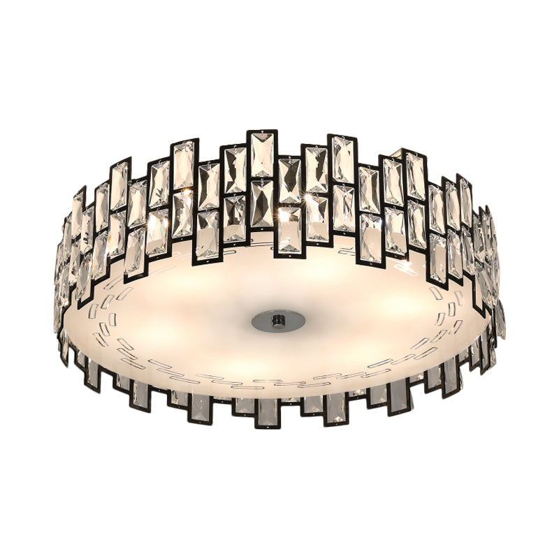 Contemporary Drum Lighting Fixture 6/8 Heads Clear Embedded Crystals Flush Mount Light, 19.5"/23.5" Width Clearhalo 'Ceiling Lights' 'Close To Ceiling Lights' 'Close to ceiling' 'Flush mount' Lighting' 1418811