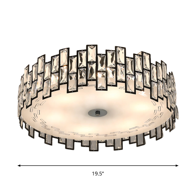 Contemporary Drum Lighting Fixture 6/8 Heads Clear Embedded Crystals Flush Mount Light, 19.5"/23.5" Width Clearhalo 'Ceiling Lights' 'Close To Ceiling Lights' 'Close to ceiling' 'Flush mount' Lighting' 1418813