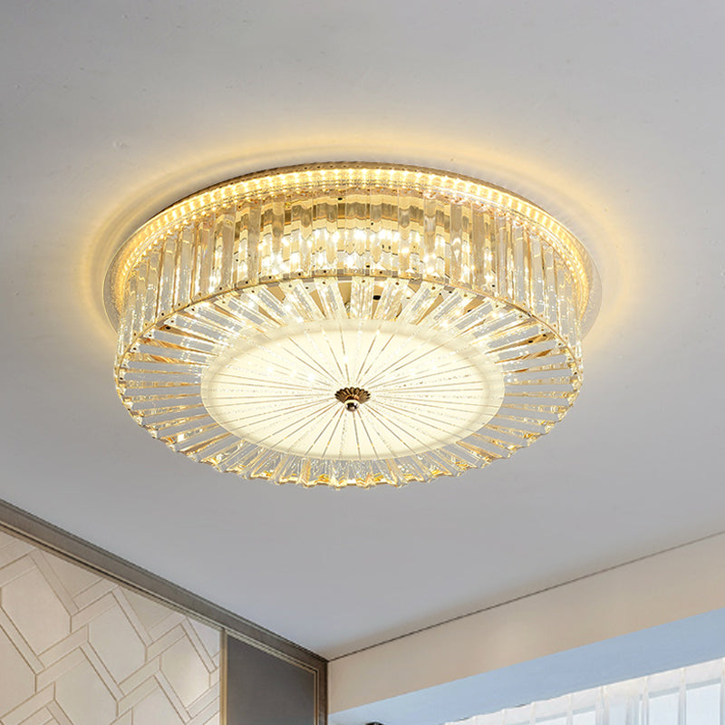 LED Flush Mount with Drum Shade Clear Crystals Contemporary Sleeping Room Ceiling Flush Mount Clearhalo 'Ceiling Lights' 'Close To Ceiling Lights' 'Close to ceiling' 'Flush mount' Lighting' 1418852