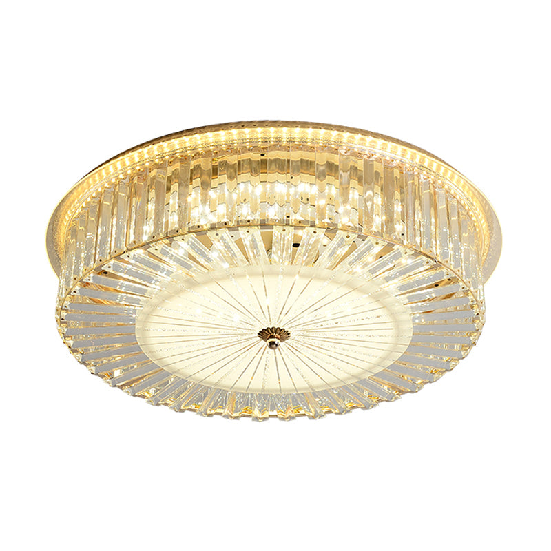 LED Flush Mount with Drum Shade Clear Crystals Contemporary Sleeping Room Ceiling Flush Mount Clearhalo 'Ceiling Lights' 'Close To Ceiling Lights' 'Close to ceiling' 'Flush mount' Lighting' 1418853