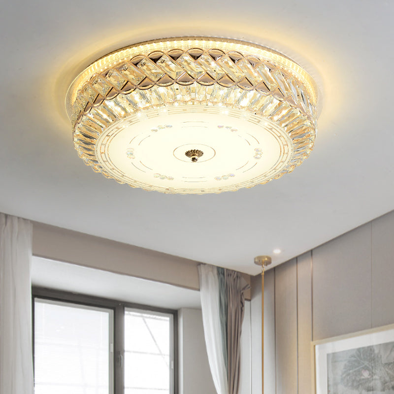 Modern Circular Light Fixture Ceiling Clear Faceted Crystal LED Flush Mount Lamp for Bedroom Clear Clearhalo 'Ceiling Lights' 'Close To Ceiling Lights' 'Close to ceiling' 'Flush mount' Lighting' 1418855