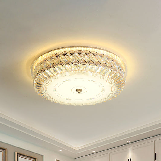 Modern Circular Light Fixture Ceiling Clear Faceted Crystal LED Flush Mount Lamp for Bedroom Clearhalo 'Ceiling Lights' 'Close To Ceiling Lights' 'Close to ceiling' 'Flush mount' Lighting' 1418856