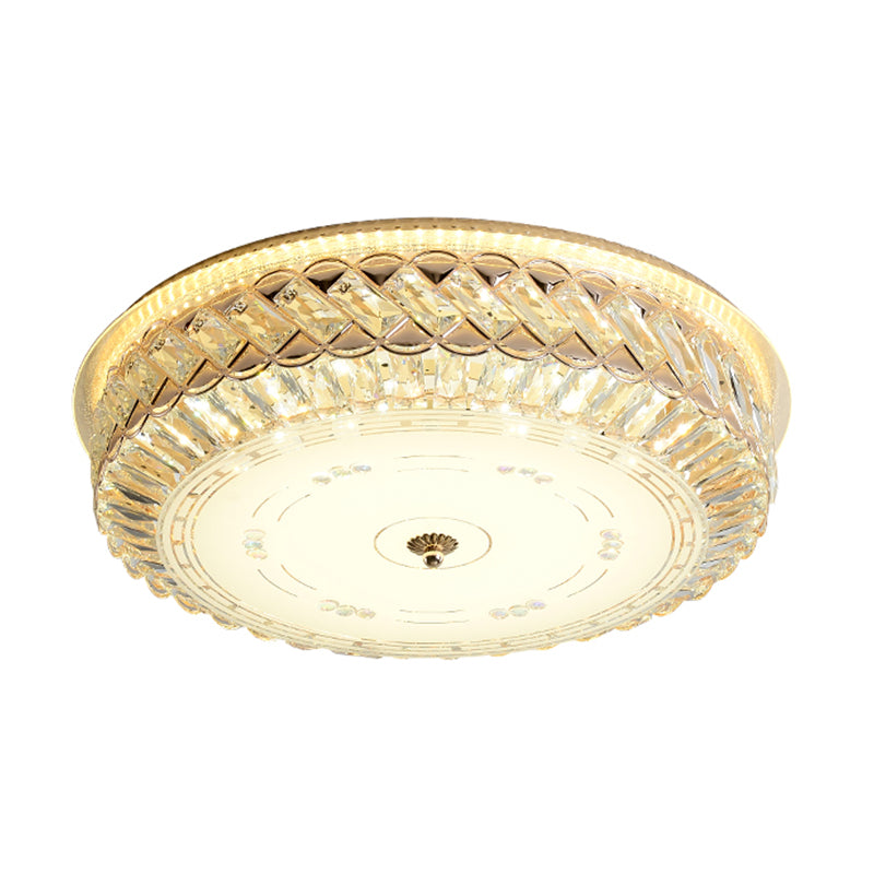 Modern Circular Light Fixture Ceiling Clear Faceted Crystal LED Flush Mount Lamp for Bedroom Clearhalo 'Ceiling Lights' 'Close To Ceiling Lights' 'Close to ceiling' 'Flush mount' Lighting' 1418857