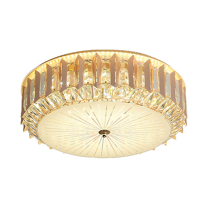 LED Flushmount Light Contemporary Drum Bevel Cut Crystals Close to Ceiling Lamp with Metal Finish Clearhalo 'Ceiling Lights' 'Close To Ceiling Lights' 'Close to ceiling' 'Flush mount' Lighting' 1418861