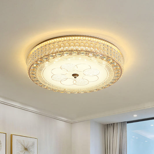 Clear Crystal Blocks Round Flushmount Modern Sleeping Room LED Ceiling Flush Mount Light Clear Clearhalo 'Ceiling Lights' 'Close To Ceiling Lights' 'Close to ceiling' 'Flush mount' Lighting' 1418867