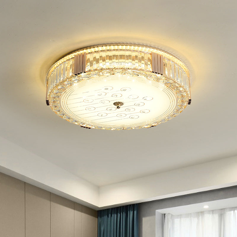 Contemporary Circular Lighting Fixture Clear Rectangular-Cut Crystals LED Flush Mount Lamp Clear Clearhalo 'Ceiling Lights' 'Close To Ceiling Lights' 'Close to ceiling' 'Flush mount' Lighting' 1418871