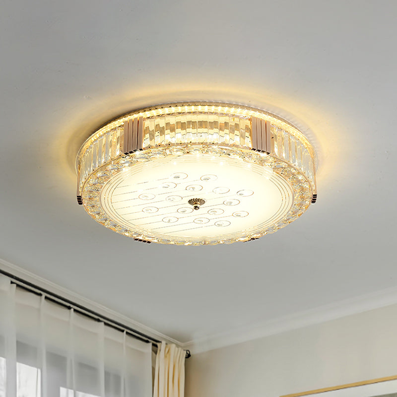 Contemporary Circular Lighting Fixture Clear Rectangular-Cut Crystals LED Flush Mount Lamp Clearhalo 'Ceiling Lights' 'Close To Ceiling Lights' 'Close to ceiling' 'Flush mount' Lighting' 1418872