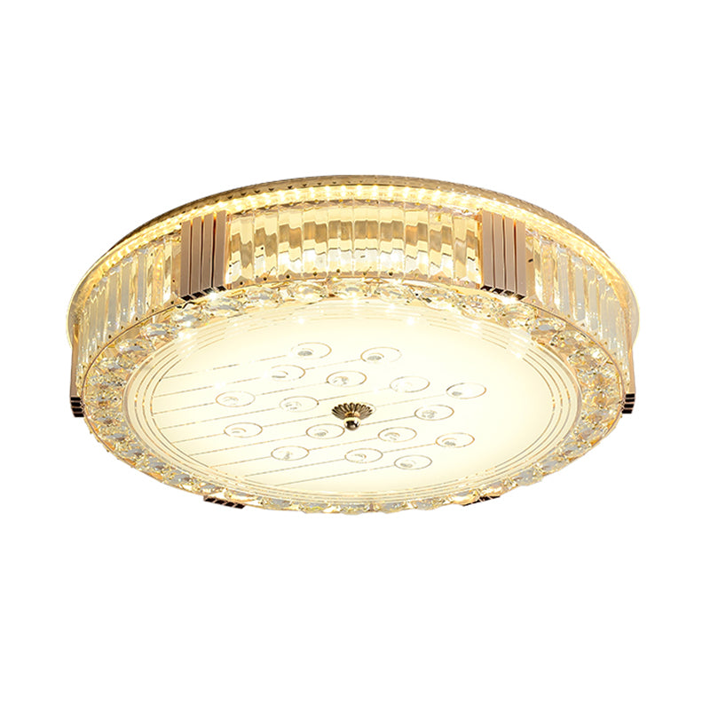 Contemporary Circular Lighting Fixture Clear Rectangular-Cut Crystals LED Flush Mount Lamp Clearhalo 'Ceiling Lights' 'Close To Ceiling Lights' 'Close to ceiling' 'Flush mount' Lighting' 1418873