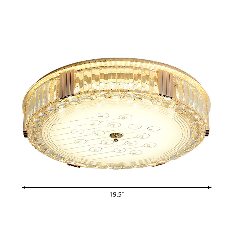 Contemporary Circular Lighting Fixture Clear Rectangular-Cut Crystals LED Flush Mount Lamp Clearhalo 'Ceiling Lights' 'Close To Ceiling Lights' 'Close to ceiling' 'Flush mount' Lighting' 1418874