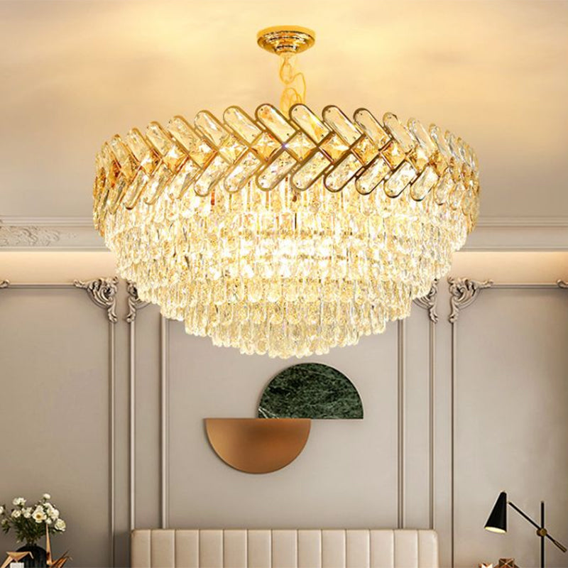 Contemporary Bowl Ceiling Lamp Crystal Block 5/7-Head Drawing Room Chandelier Pendant Light in Gold 7 Gold Clearhalo 'Ceiling Lights' 'Chandeliers' 'Modern Chandeliers' 'Modern' Lighting' 1419137