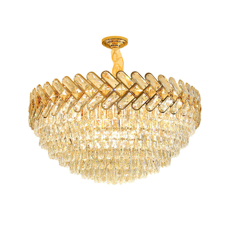 Contemporary Bowl Ceiling Lamp Crystal Block 5/7-Head Drawing Room Chandelier Pendant Light in Gold Clearhalo 'Ceiling Lights' 'Chandeliers' 'Modern Chandeliers' 'Modern' Lighting' 1419139