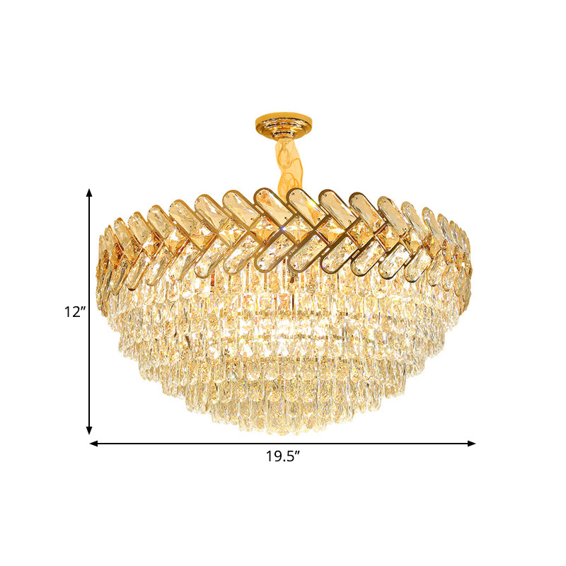 Contemporary Bowl Ceiling Lamp Crystal Block 5/7-Head Drawing Room Chandelier Pendant Light in Gold Clearhalo 'Ceiling Lights' 'Chandeliers' 'Modern Chandeliers' 'Modern' Lighting' 1419140