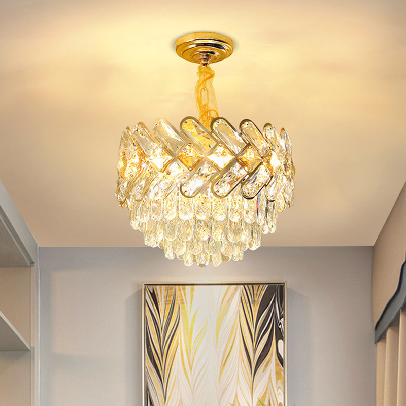 Contemporary Bowl Ceiling Lamp Crystal Block 5/7-Head Drawing Room Chandelier Pendant Light in Gold Clearhalo 'Ceiling Lights' 'Chandeliers' 'Modern Chandeliers' 'Modern' Lighting' 1419142