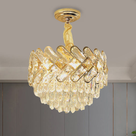 Contemporary Bowl Ceiling Lamp Crystal Block 5/7-Head Drawing Room Chandelier Pendant Light in Gold Clearhalo 'Ceiling Lights' 'Chandeliers' 'Modern Chandeliers' 'Modern' Lighting' 1419143