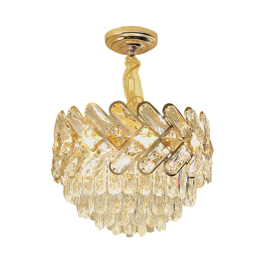 Contemporary Bowl Ceiling Lamp Crystal Block 5/7-Head Drawing Room Chandelier Pendant Light in Gold Clearhalo 'Ceiling Lights' 'Chandeliers' 'Modern Chandeliers' 'Modern' Lighting' 1419144