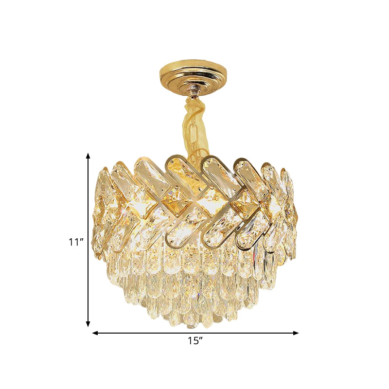 Contemporary Bowl Ceiling Lamp Crystal Block 5/7-Head Drawing Room Chandelier Pendant Light in Gold Clearhalo 'Ceiling Lights' 'Chandeliers' 'Modern Chandeliers' 'Modern' Lighting' 1419145