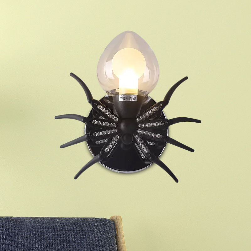 Metal Spider Wall Lighting with Metal Shade Lodge Loft 1 Light Sconce Lamp in Black Clearhalo 'Wall Lamps & Sconces' 'Wall Lights' Lighting' 1419266