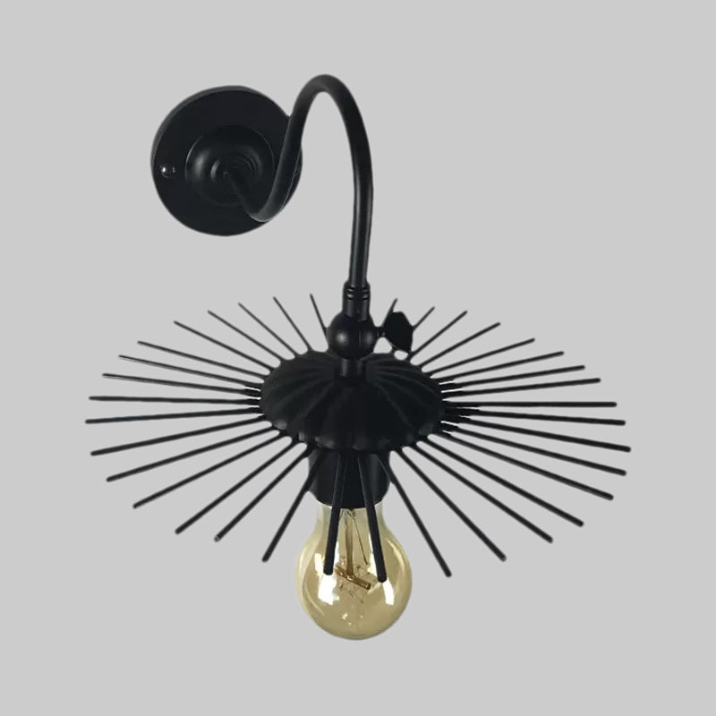Open Bulb Indoor Wall Lamp with Sputnik Design Vintage Style Metal 1 Light Black Sconce Lighting Clearhalo 'Art deco wall lights' 'Cast Iron' 'Glass' 'Industrial wall lights' 'Industrial' 'Middle century wall lights' 'Modern' 'Rustic wall lights' 'Tiffany' 'Traditional wall lights' 'Wall Lamps & Sconces' 'Wall Lights' Lighting' 1419267