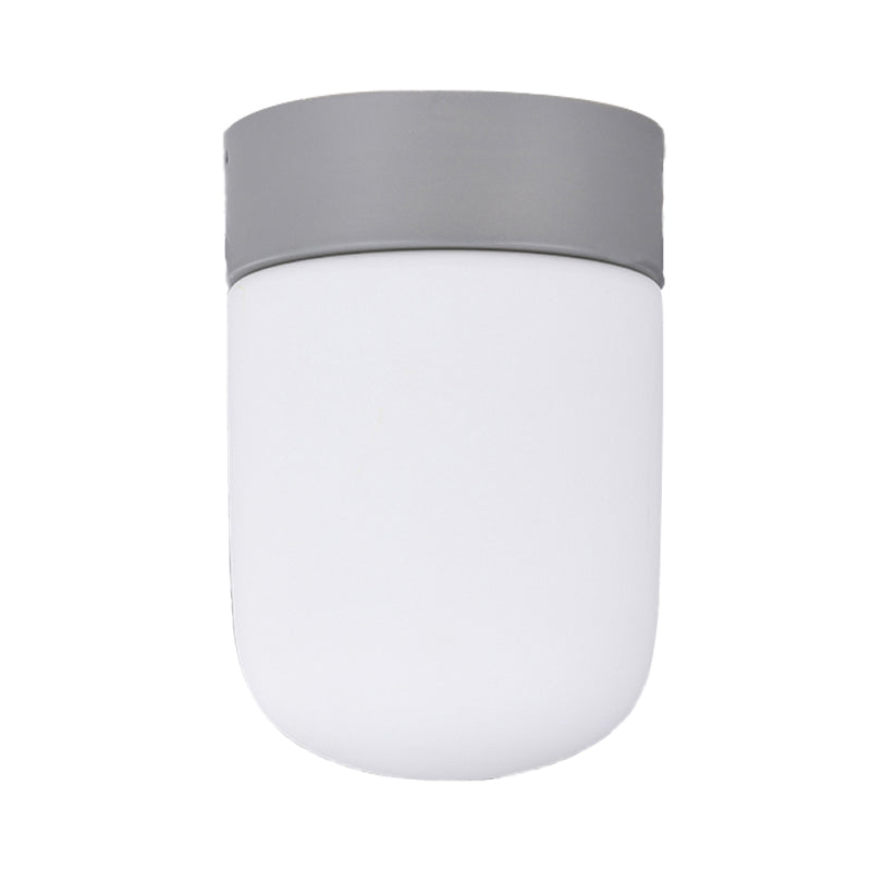 Capsule Corridor Flush Mount Light Modernist Metal and Frosted Glass 1 Light Pink/Gray Ceiling Lighting Clearhalo 'Ceiling Lights' 'Close To Ceiling Lights' 'Close to ceiling' 'Flush mount' Lighting' 141949