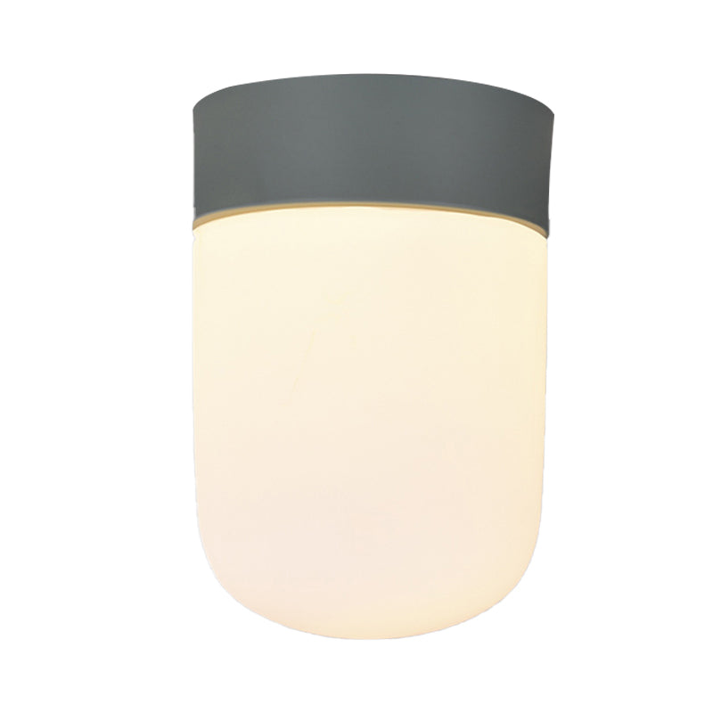 Capsule Corridor Flush Mount Light Modernist Metal and Frosted Glass 1 Light Pink/Gray Ceiling Lighting Clearhalo 'Ceiling Lights' 'Close To Ceiling Lights' 'Close to ceiling' 'Flush mount' Lighting' 141952