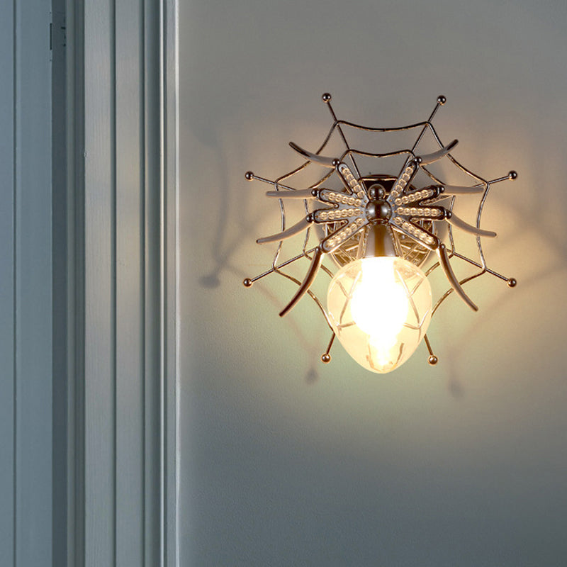 Chrome Spider Wall Sconce Light Modern Clear Glass 1 Light Wall Lighting for Bedroom Clearhalo 'Wall Lamps & Sconces' 'Wall Lights' Lighting' 1419535