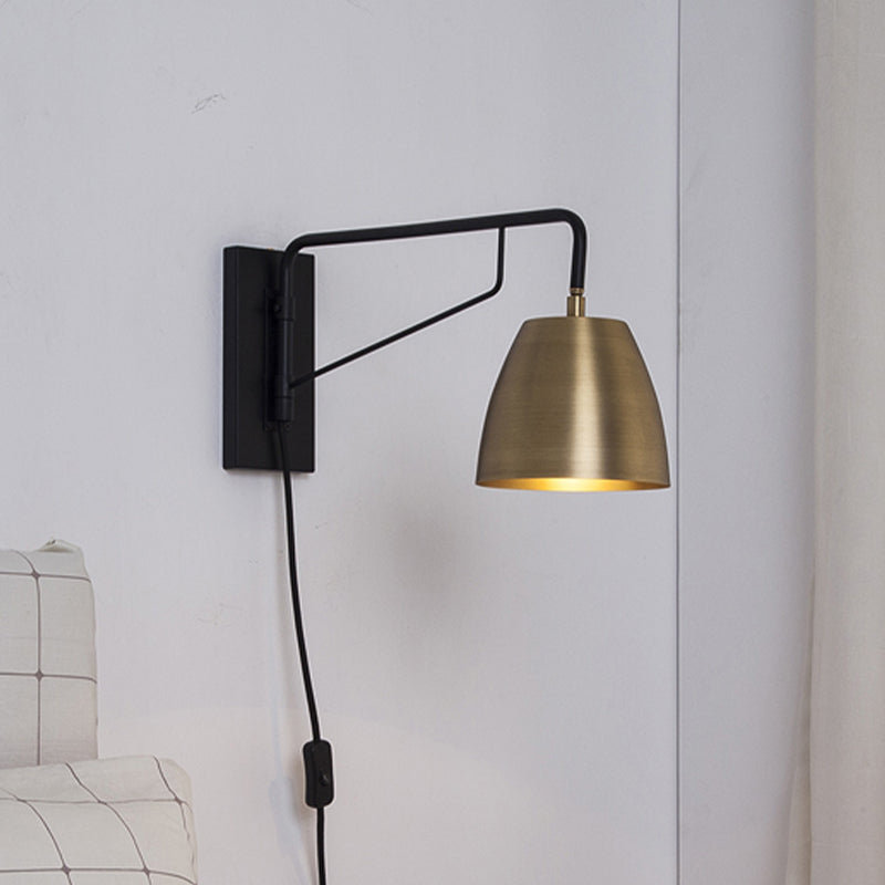 Industrial Lighting - Brass Shade Wall Sconce - Angled Lamp