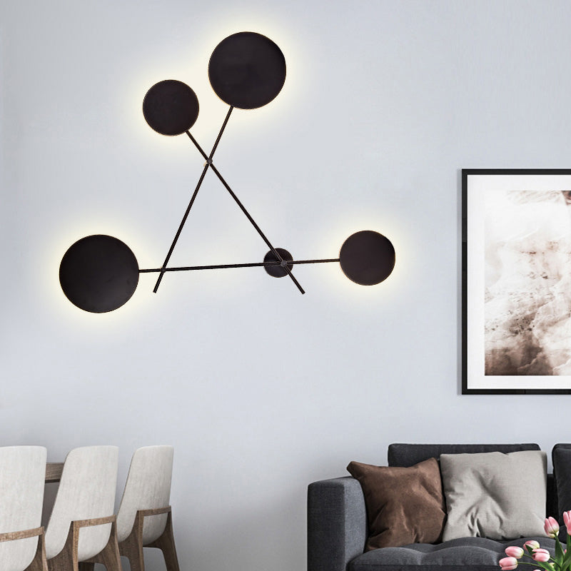 Round Wall Light Minimalist Acrylic LED 4 Lights Black Wall Sconce in Warm/White Light Clearhalo 'Modern wall lights' 'Modern' 'Wall Lamps & Sconces' 'Wall Lights' Lighting' 141970