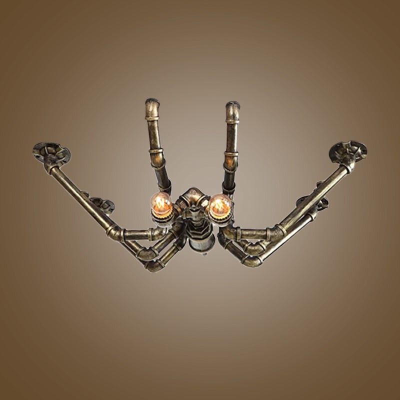 Metal Spider Ceiling Light Fixture Vintage Industrial 2 Bulbs Living Room Semi Flush Pendant Light in Black/Bronze Clearhalo 'Ceiling Lights' 'Close To Ceiling Lights' 'Close to ceiling' 'Semi-flushmount' Lighting' 1419823